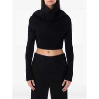 Pulovere Rick Owens Black Cropped Knit With Cowl Neck Femei