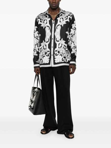 Camasi Versace Versace Silk Shirt With Baroque Print Black Barbati (BM 19158417) 2