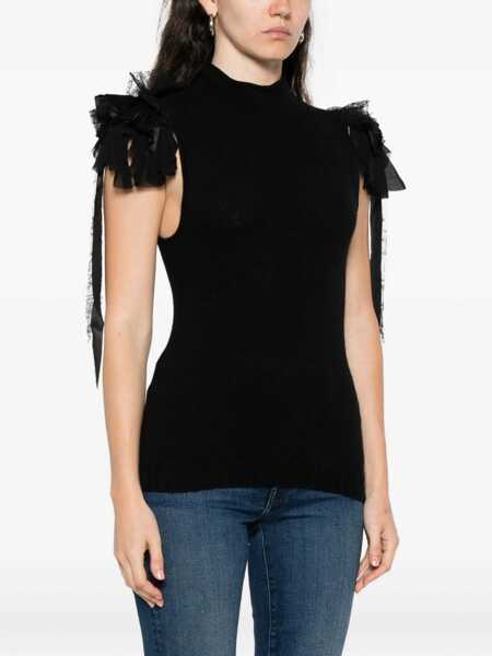Topuri Alberta Ferretti Alberta Ferretti Top With Applications By Alberta Ferretti Black Femei (BM 19158537) 3