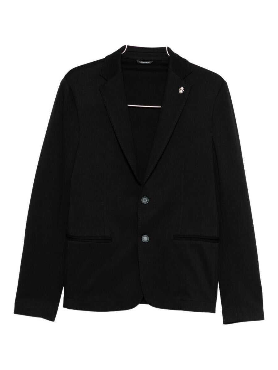 Sacouri Daniele Alessandrini Daniele Alessandrini Black Blazer With A Signature Lapel Pin Detail Black Barbati (BM 19160145) 1