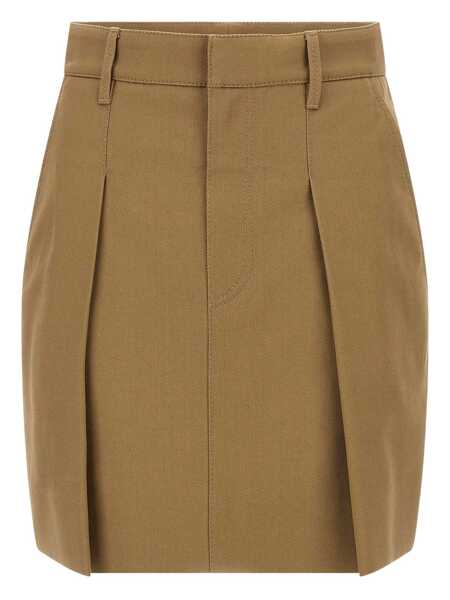Fuste Brunello Cucinelli Beige Skirt With Belt Loops And Pleated Front In Fabric Woman Beige Femei (BM 19161864) 1