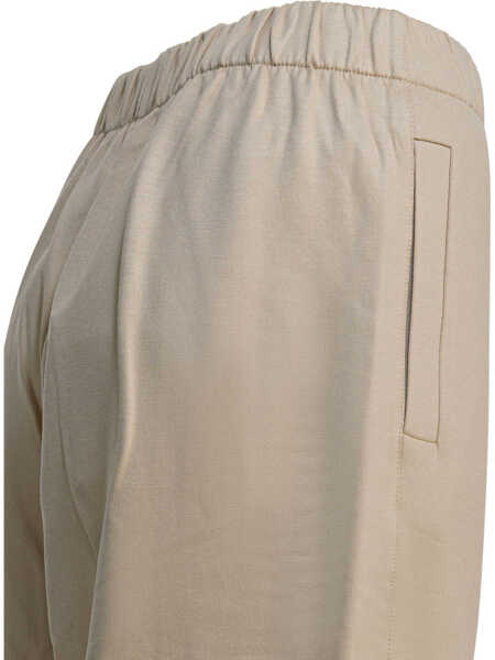 Pantaloni casual Max Mara Silk blend pants Filovia Beige Femei (BM 19163934) 4