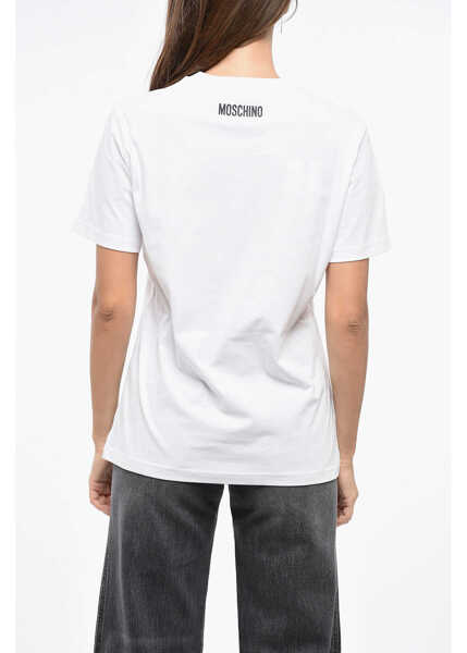 Tricouri Moschino Couture Cotton Crew-Neck T-Shirt With Contrasting Print Black & White Femei (BM 19164170) 2