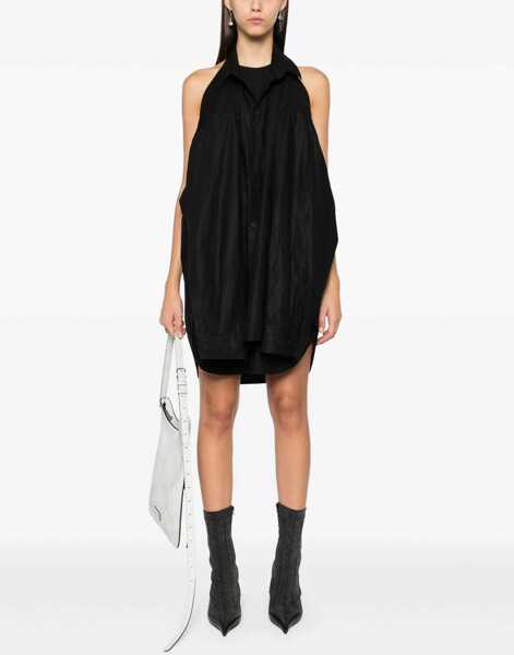 Rochii scurte Balenciaga Popeline Suspended Shirt Dress With Cut-Outs Black Femei (BM 19164176) 2