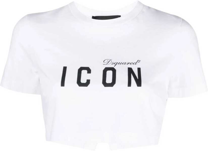 Tricouri DSQUARED2 Icon Two-Tone Cropped Cool Crew-Neck T-Shirt Black & White Femei (BM 19164188) 1