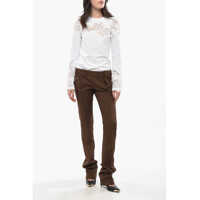 Pantaloni office Dama - Pantaloni office DSQUARED2 Cuffed Hem Cotton Gabargine Deana Straight Leg Pants Brown Femei (BM 19164191) - B-mall.ro