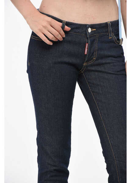 Blugi drepti DSQUARED2 B-Icon Cropped Jeans Jennifer With 15Cm Waistband Seams Blue Femei (BM 19164197) 3