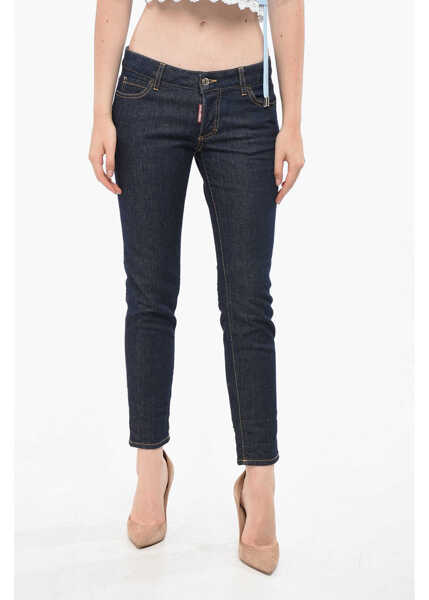 Blugi drepti DSQUARED2 B-Icon Cropped Jeans Jennifer With 15Cm Waistband Seams Blue Femei (BM 19164197) 1