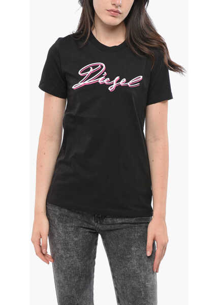 Tricouri Diesel Cotton Crew Neck T-Shirt Sily With Embroidered Logo Black Femei (BM 19164215) 1