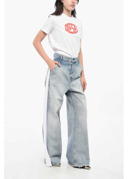 Blugi drepti Diesel Red Tag Wide Leg Sire Denims With Side Jersey Bands Light Blue Femei (BM 19164218) 3