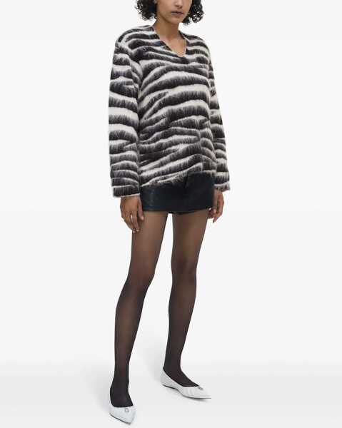 Pulovere Marc Jacobs Striped Merino Wool Crew-Neck Sweater Black & White Femei (BM 19164227) 2