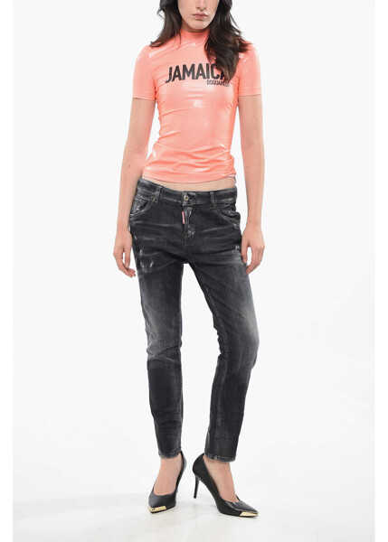 Blugi drepti DSQUARED2 Dark Washed Cool Girl Jeans 14Cm Black Femei (BM 19164260) 4