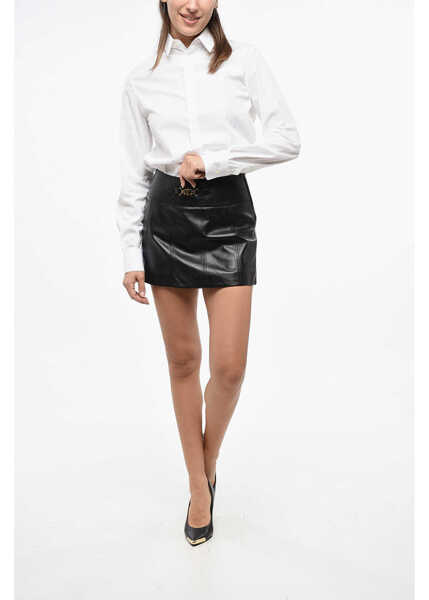 Fuste casual Cline Leather Miniskirt With Logoed Morset Black Femei (BM 19164278) 4