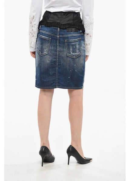 Fuste casual DSQUARED2 Vintage Effect Denim Skirt With Corset Blue Femei (BM 19164353) 2