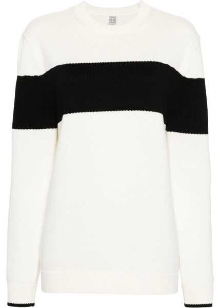 Pulovere TOTME Crew-Neck Sweater With Contrasting Band Black & White Femei (BM 19164362) 1