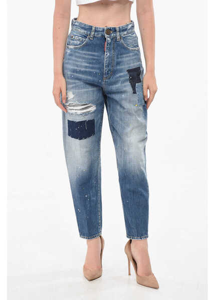 Blugi drepti DSQUARED2 Vintage Effect Sasoon Regular Fit Jeans 15Cm Blue Femei (BM 19164371) 1