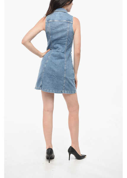 Rochii scurte Diesel Denim Noemi Sleeveless Shirt Dress Blue Femei (BM 19164392) 2