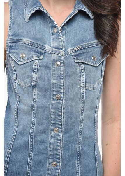Rochii scurte Diesel Denim Noemi Sleeveless Shirt Dress Blue Femei (BM 19164392) 3