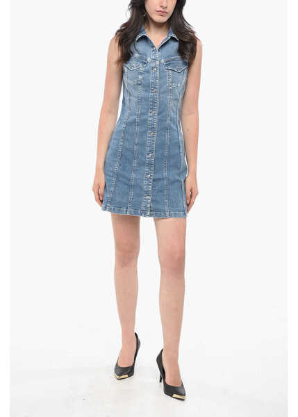 Rochii scurte Diesel Denim Noemi Sleeveless Shirt Dress Blue Femei (BM 19164392) 1