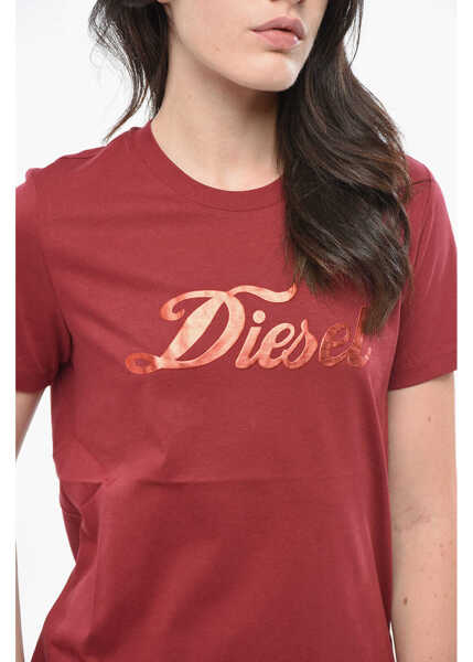Tricouri Diesel Crew Neck Sily T-Shirt With Lam Logo Burgundy Femei (BM 19164407) 3