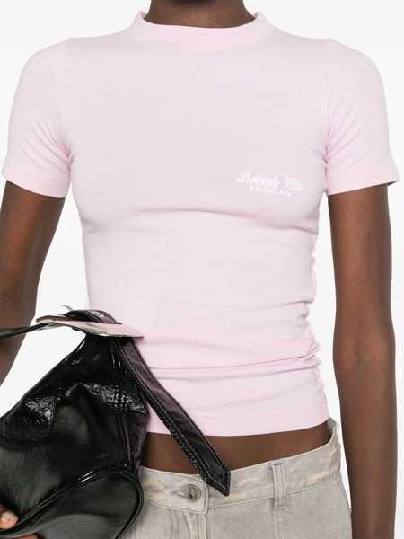 Tricouri Balenciaga Cotton Beverly Hills Slim Fit T-Shirt Pink Femei (BM 19164410) 5