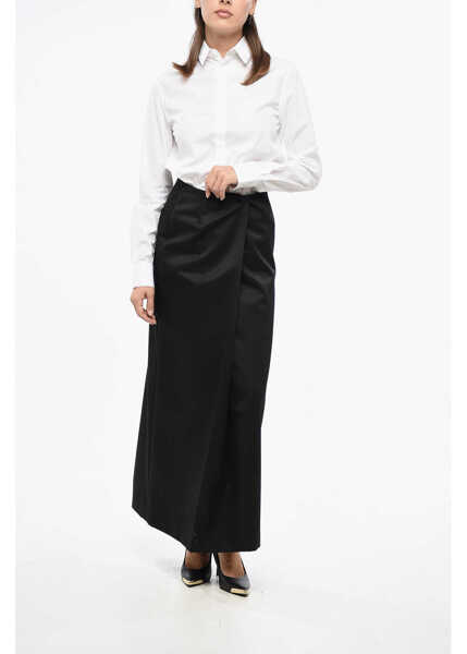 Fuste lungi Givenchy Wool Blend Maxi Skirt With Front Pleat Black Femei (BM 19164428) 4