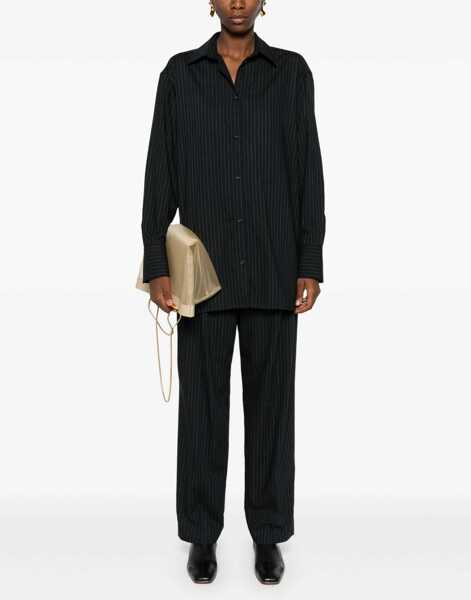 Pantaloni office TOTME High-Waist Double-Pleat Pinstripe Trousers Midnight Blue Femei (BM 19164437) 2