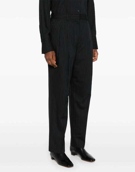 Pantaloni office TOTME High-Waist Double-Pleat Pinstripe Trousers Midnight Blue Femei (BM 19164437) 3