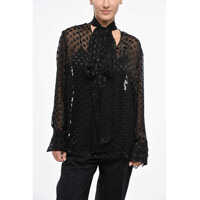 Bluze Chiffon Tie Neck Blouse With Polka Dot Pattern Femei