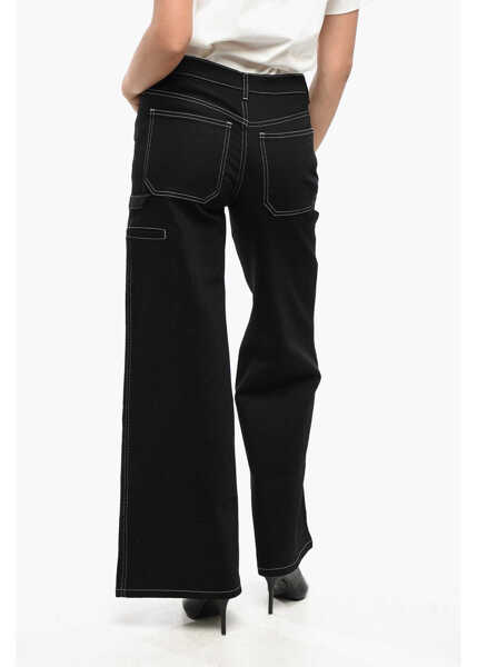 Pantaloni casual COURRGES Visible Stitching Baggy Fit Pants Black Femei (BM 19164704) 2