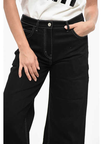 Pantaloni casual COURRGES Visible Stitching Baggy Fit Pants Black Femei (BM 19164704) 3