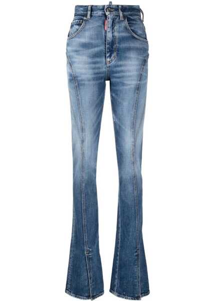 Blugi skinny DSQUARED2 Icon Slim Fit Trumpet Jeans With Ankle Split 22Cm Blue Femei (BM 19164725) 1