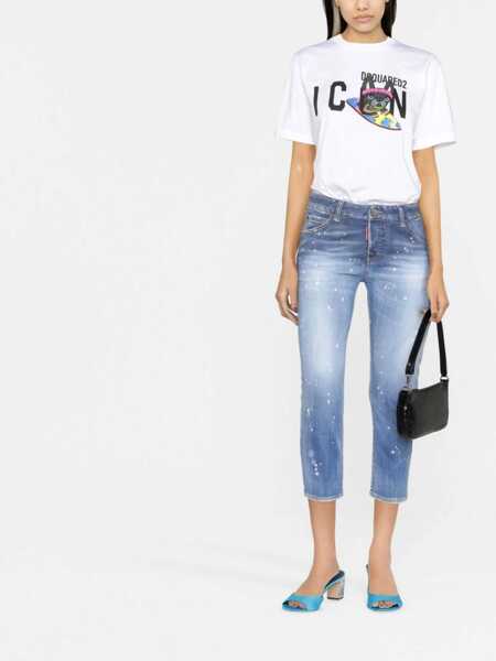 Blugi drepti DSQUARED2 Cropped Acid Wash Cool Girl Jeans 15Cm Blue Femei (BM 19164746) 2