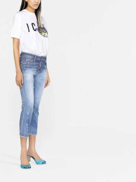 Blugi drepti DSQUARED2 Cropped Acid Wash Cool Girl Jeans 15Cm Blue Femei (BM 19164746) 3