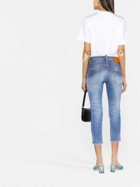 Blugi drepti DSQUARED2 Cropped Acid Wash Cool Girl Jeans 15Cm Blue Femei (BM 19164746) 4