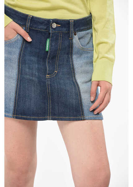 Fuste scurte DSQUARED2 Teo-Tone Denim Olop Miniskirt With Logoed Button Blue Femei (BM 19164749) 3