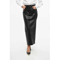 Fuste casual Leather Column Longuette With Back Split Femei
