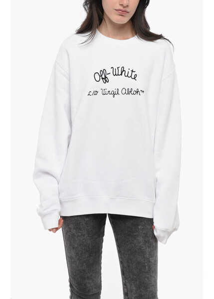 Bluze de trening Off-White Cotton Crew-Neck Sweatshirt With Contrasting Logo White Femei (BM 19164782) 1