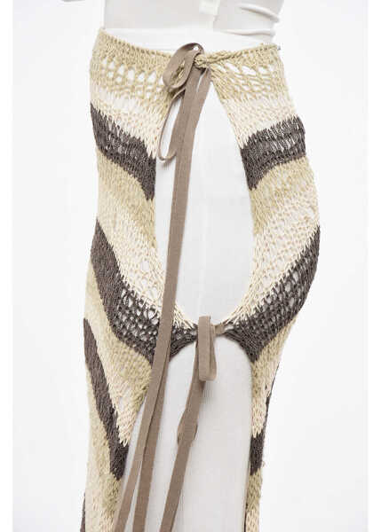 Fuste lungi Max Mara Sportmax Double-Layered Ecuador Skirt With Crochet Design Military Green Femei (BM 19164785) 3