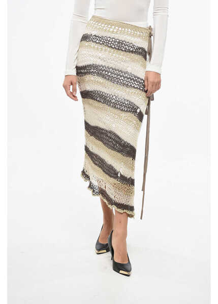 Fuste lungi Max Mara Sportmax Double-Layered Ecuador Skirt With Crochet Design Military Green Femei (BM 19164785) 1