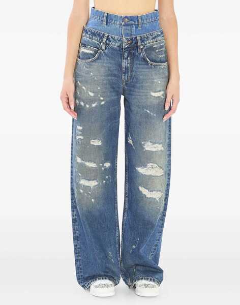 Blugi Dolce & Gabbana Double Wasited Denim Jeans LIGHT BLUE Femei (BM 19164911) 1