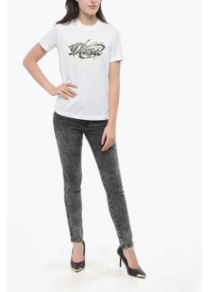 Tricouri Diesel Cotton Crewneck T-Shirt Garden White Femei (BM 19164986) 4