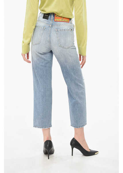 Blugi drepti DSQUARED2 Pac-Man Wide Leg Boston Jeans With Distressed Detail 19Cm Blue Femei (BM 19164992) 2
