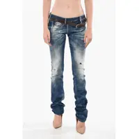 Blugi drepti Low-Waist Painting Effect Sharpei Jeans With Belt 18Cm Femei