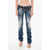 DSQUARED2 Low-Waist Painting Effect Sharpei Jeans With Belt 18Cm Blue