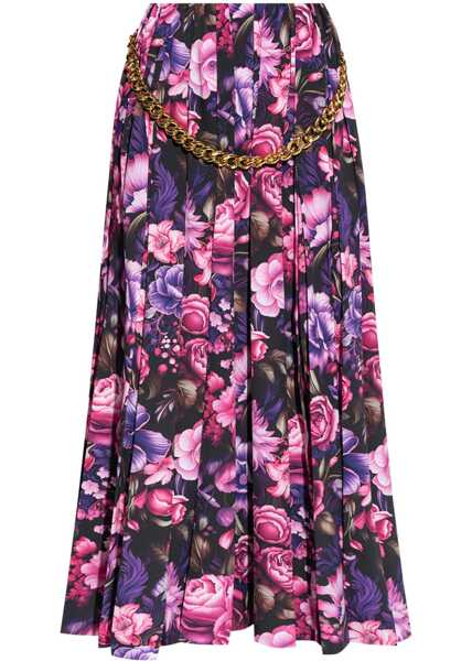 Fuste lungi Balenciaga Pleated Long Skirt With Floral Motif And Chain Detail Pink Femei (BM 19165010) 1