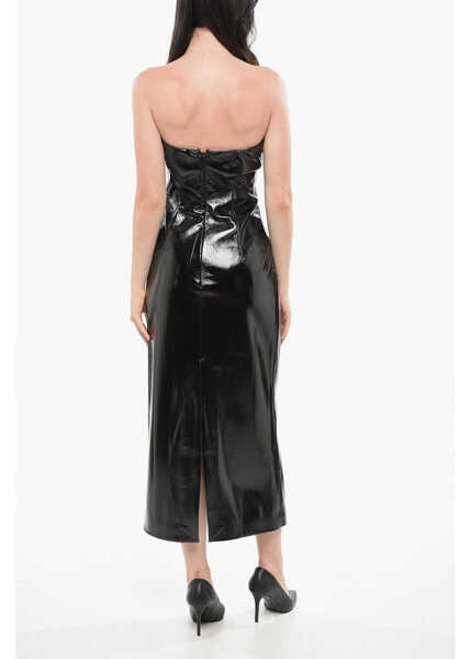 Rochii lungi THE ANDAMANE Strapless Faux Leather Selina Dress Black Femei (BM 19165022) 2