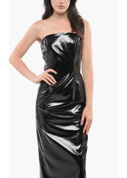 Rochii lungi THE ANDAMANE Strapless Faux Leather Selina Dress Black Femei (BM 19165022) 4