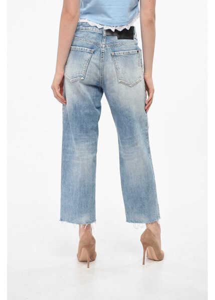 Blugi drepti DSQUARED2 Cuffed Hem Boston Distressed Jeans 20Cm Blue Femei (BM 19165040) 2
