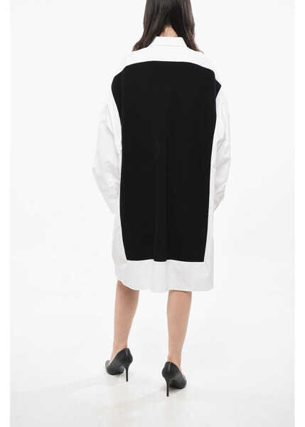 Camasi casual Maison Margiela Mm1 Two-Tone Double Fabric Oversized Shirt Black & White Femei (BM 19165046) 2